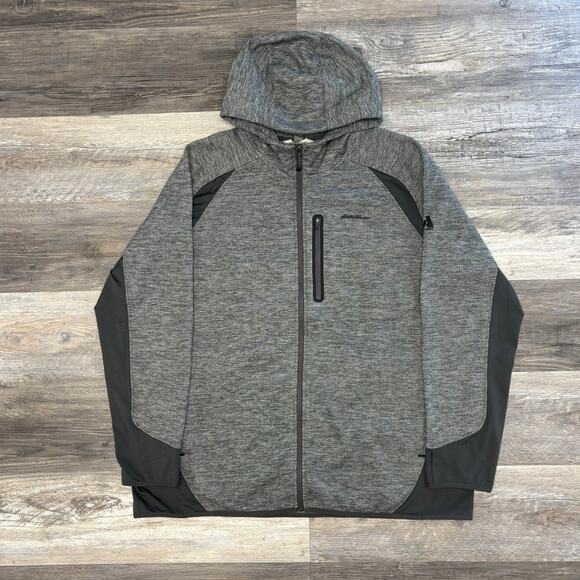 Eddie Bauer First Ascent Cloud Layer Gray Black Mens 2XL Hybrid Full Zip Hoodie - Picture 1 of 11